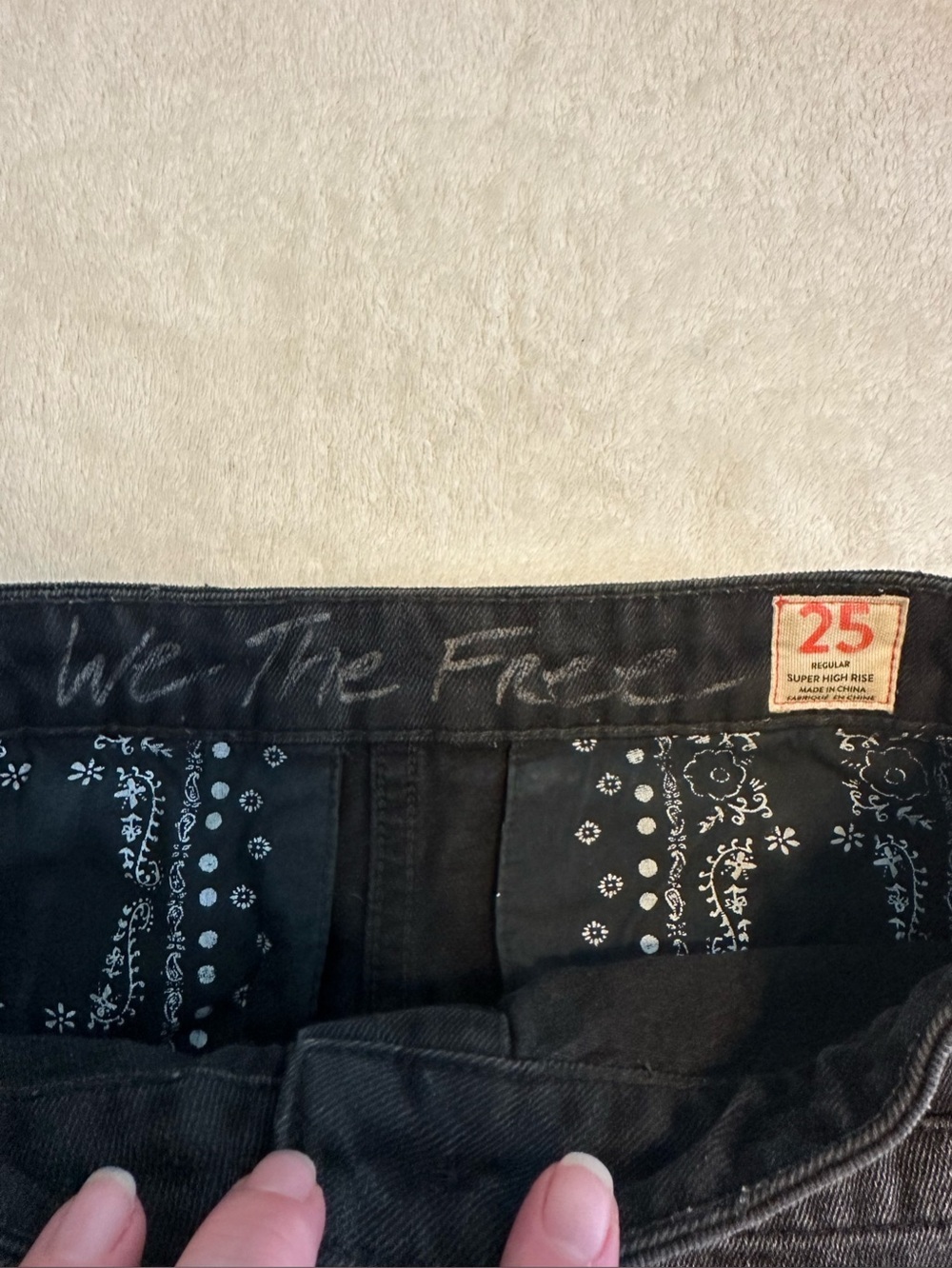 Free People We The Free Black Denim Jean Button Front Skirt Sz 25 Super High Ris - Picture 3 of 4